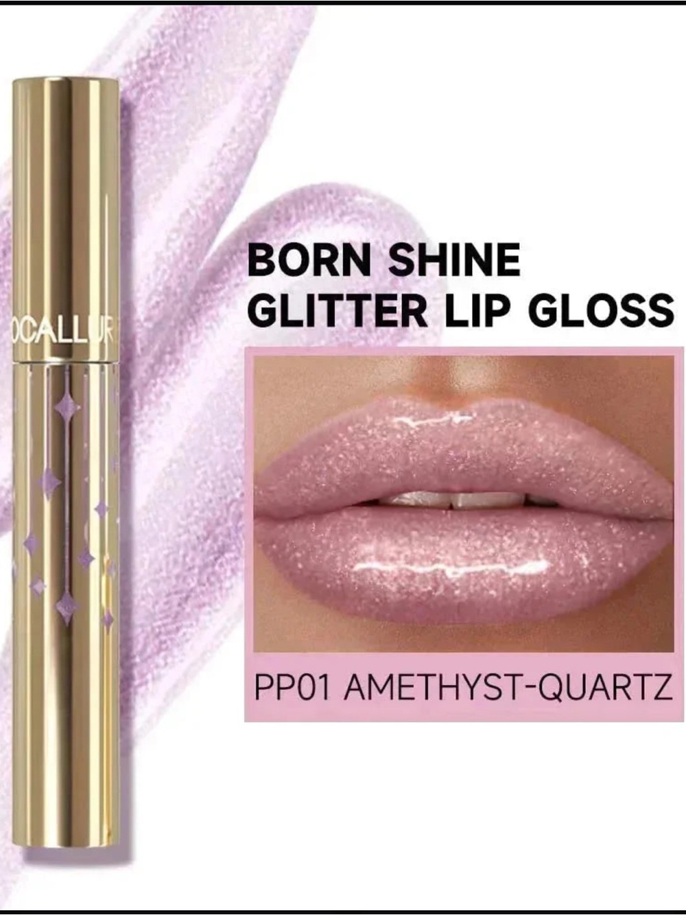 Focallure Born Shine Glitter Lip Gloss - Amethyst-Quartz Pink